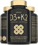 Vitamin D3 K2 - 120 Capsules - Vitamin D 4000IU Vit K2 MK7 100mcg High Strength